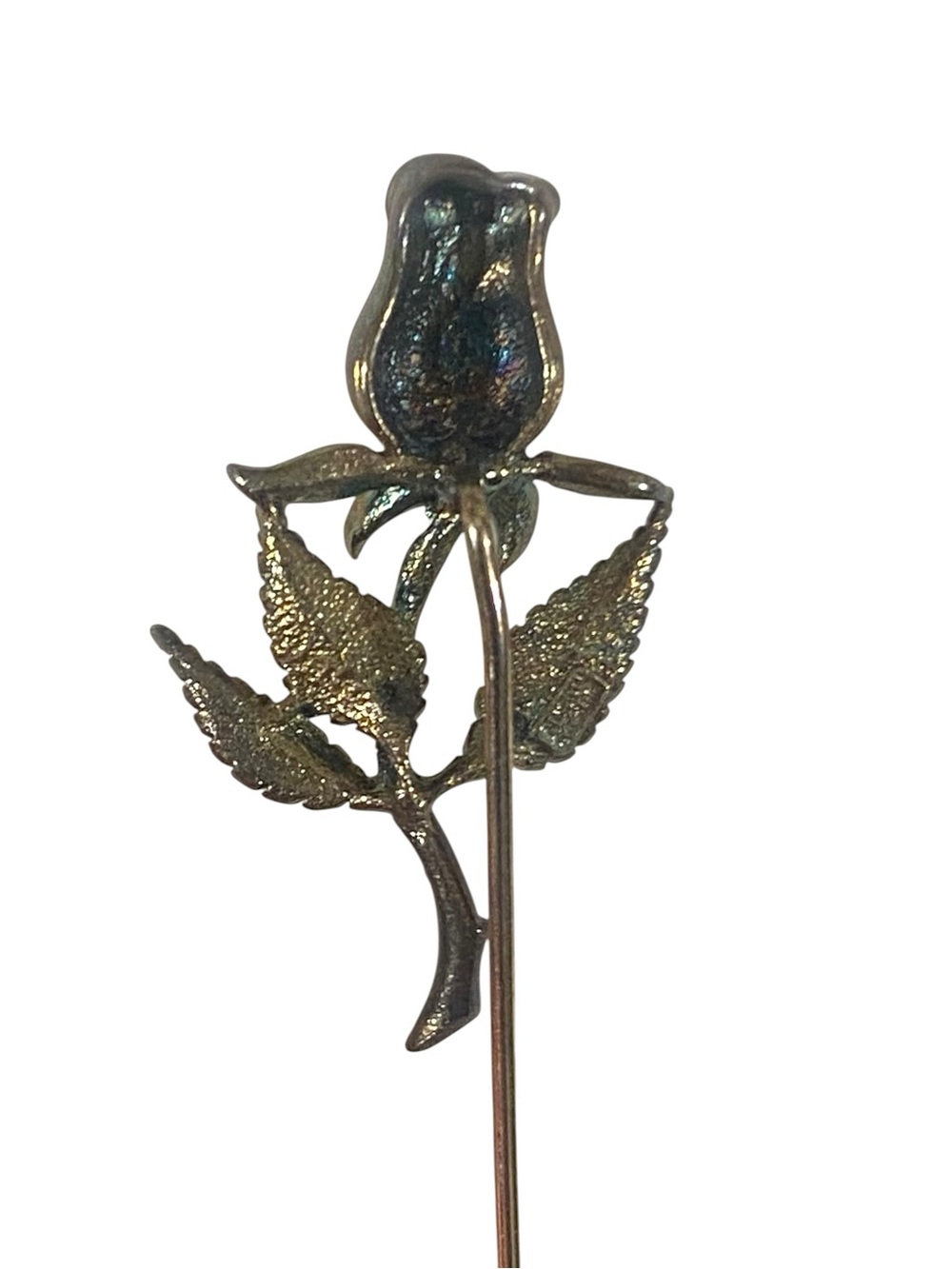Anson Vintage Rose Stick Pin Elegant Sterling Silver Gold Coating Scarf Hat Pin - Picture 4 of 5